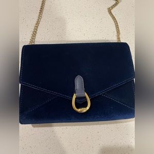 Navy blue velvet Ralph Lauren crossbody bag